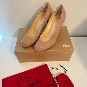 Christian Louboutin Simple Pump in 85mm nude patent leather size 37.5